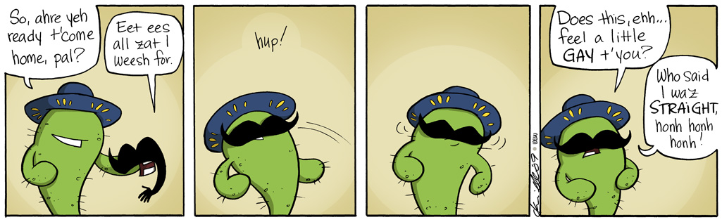 Judging by that second panel I'd say "a little gay" feels really nice.
