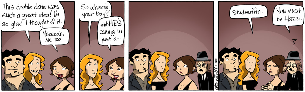 I like that Jamie's face disapproves of Hazel NOT finding Fake Mustache Erin to be a studmuffin.