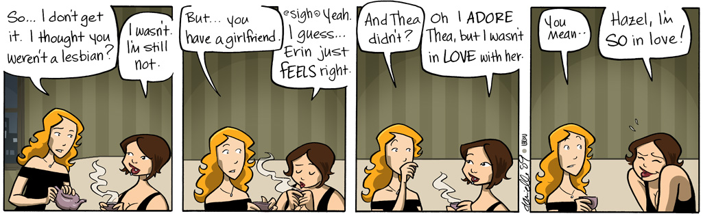 I'd like to go back through GWS and note every time that one of the characters "spilled the tea" while literally drinking tea.